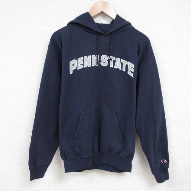 M★古着 チャンピオン champion 長袖 スウェット パーカー メンズ 00年代 00s PENN 紺 ネイビー 25jun04 中古 スエット トレーナー トップス