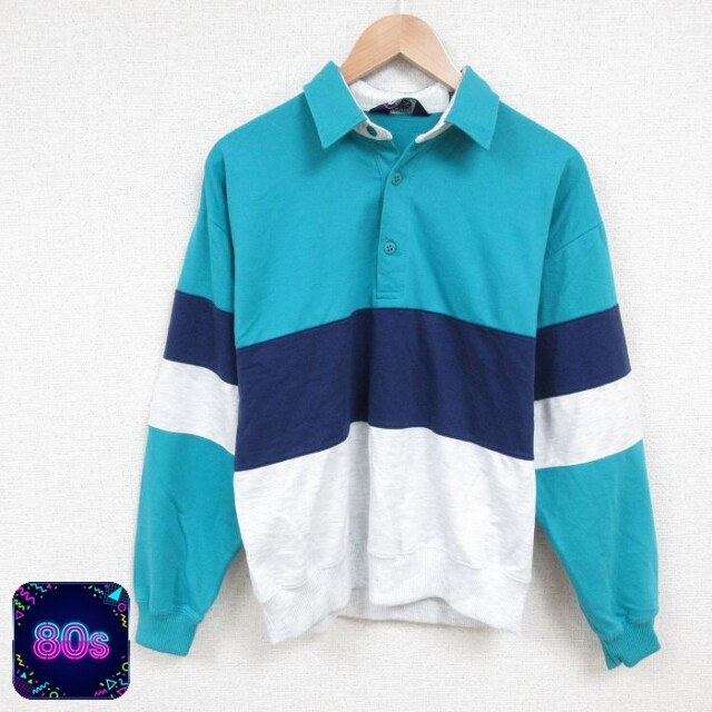 80s 長袖トップス 青緑 M | 古着