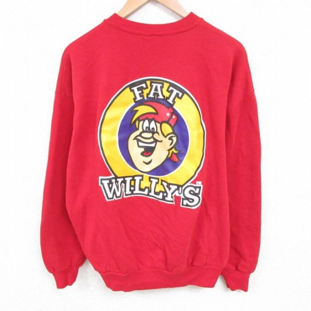 【20%OFF】XL★古着 ジャージーズ 長袖 スウェット メンズ 90年代 90s FAT クルーネック USA製 赤 レッド 25jun03 中古 スエット トレーナー トップス