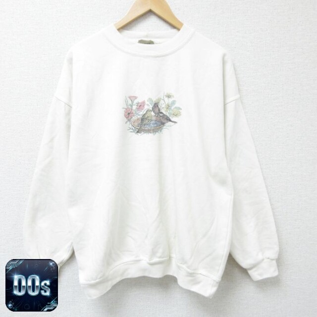 00s 長袖スウェット 鳥 ホワイト XL | 古着