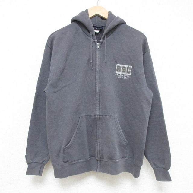 【50%OFF】M★古着 ジャンスポーツ 長袖 フルジップ スウェット パーカー メンズ 00年代 00s SSC 濃グレー 霜降り 25may31 中古 スエット トレーナー トップス