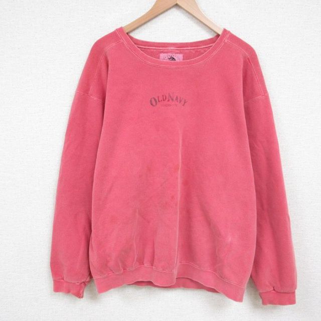 XL★古着 長袖 スウェット メンズ 00年代 00s オールドネイビー クルーネック ピンク 25jun02 中古 スエット トレーナー トップス