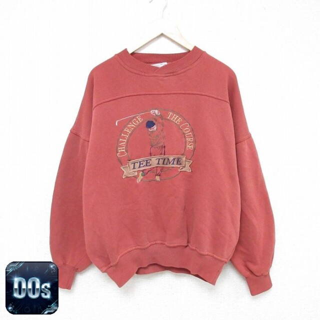 00s 長袖スウェット ゴルフ刺繍 バーガンディ XL | 古着
