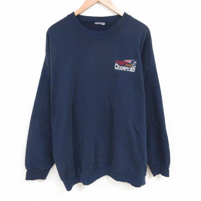 00s 長袖スウェット NFL ニューイングランドペイトリオッツ ネイビー XL | 古着