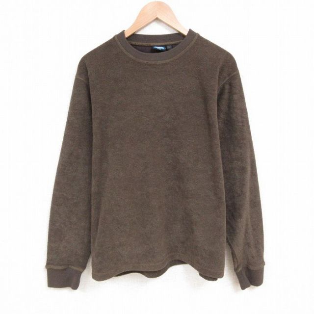 XL★古着 カブー KAVU 長袖 スウェット メンズ 無地 クルーネック こげ茶 ブラウン 25jun04 中古 スエット トレーナー トップス