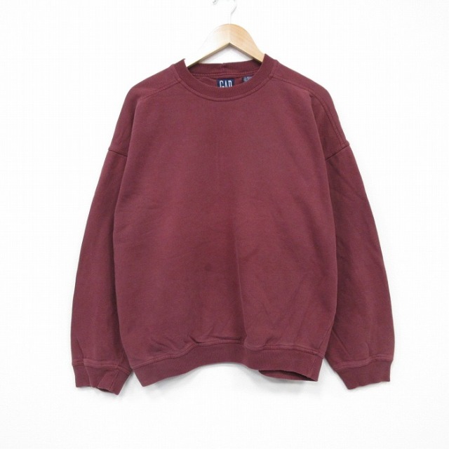XL★古着 ギャップ GAP 長袖 スウェット メンズ 90年代 90s 無地 クルーネック エンジ 【spe】 25oct01 中古 スエット トレーナー トップス