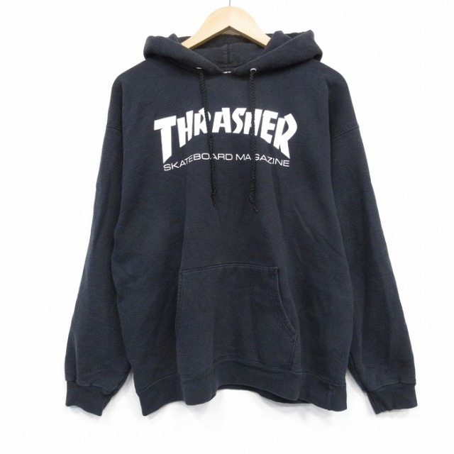 L★古着 スラッシャー 長袖 スウェット パーカー メンズ ビッグロゴ 黒 ブラック 25oct01 中古 スエット トレーナー トップス