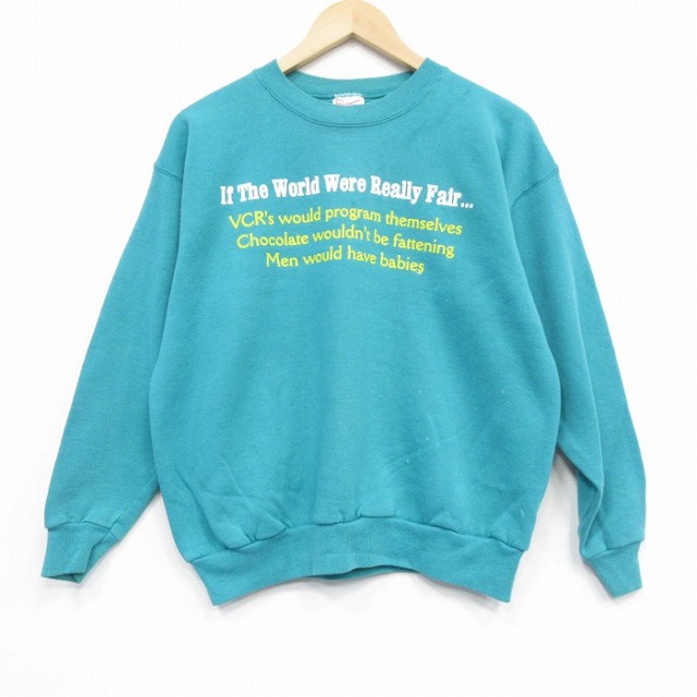 【50%OFF】ヘインズ 00s 長袖スウェット メッセージ ライトブルー L | 古着