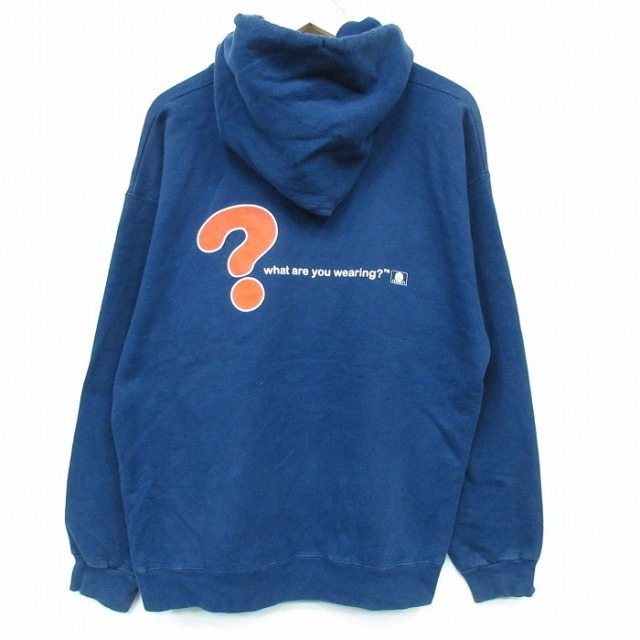 XL★古着 ヘインズ Hanes 長袖 スウェット パーカー メンズ メッセージ 大きいサイズ 紺 ネイビー 25oct03 中古 スエット トレーナー トップス