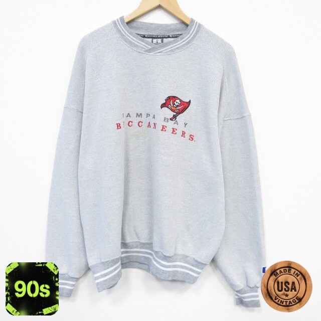 【50%OFF】ラッセル 90s 長袖スウェット NFL タンパベイバッカニアーズ刺繍 グレー XL | 古着