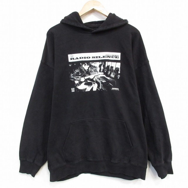 XL★古着 長袖 スウェット パーカー メンズ レディオサイレンス 大きいサイズ 黒 ブラック 25oct03 中古 スエット トレーナー トップス