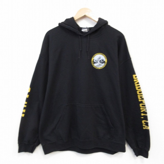 XL★古着 MVスポーツ 長袖 スウェット パーカー メンズ ミリタリー USMC 黒 ブラック 25oct03 中古 スエット トレーナー トップス