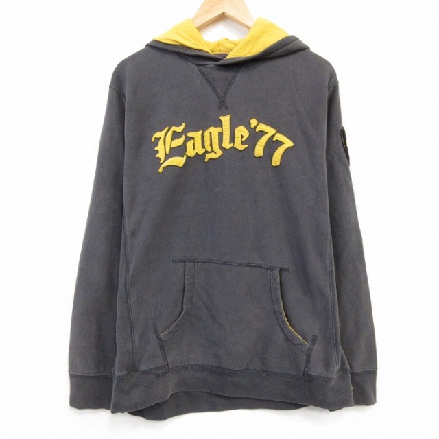 L★古着 アメリカンイーグル American Eagle 長袖 スウェット パーカー メンズ 77 濃グレー 25oct03 中古 スエット トレーナー トップス