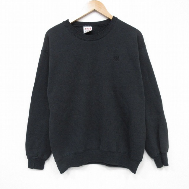 L★古着 長袖 スウェット メンズ 90年代 90s USAオリンピック クルーネック USA製 黒 ブラック 25oct04 中古 スエット トレーナー トップス