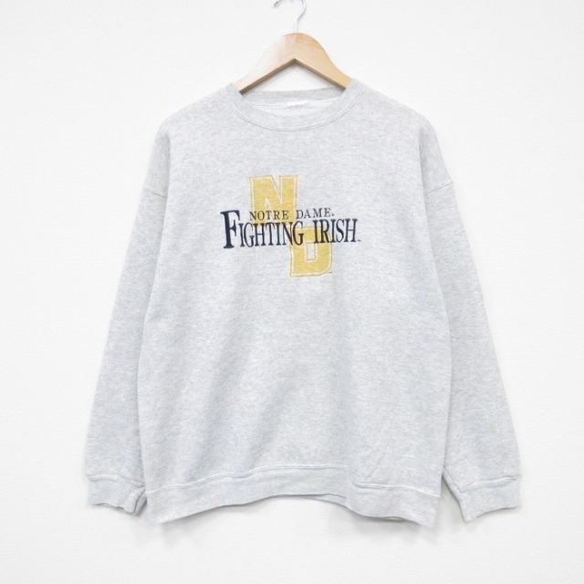 【50%OFF】00s 長袖スウェット ファイティングアイリッシュ刺繍 グレー L | 古着