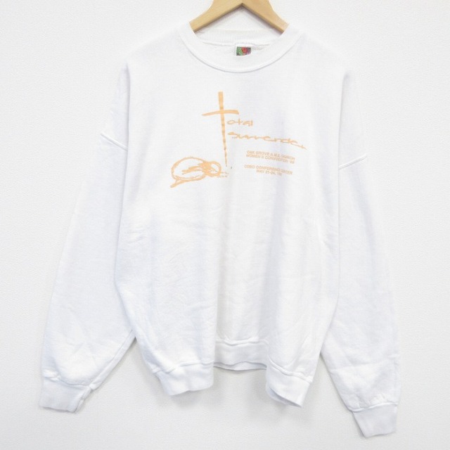 フルーツオブザルーム 90s 長袖スウェット 教会 ホワイト XL | 古着