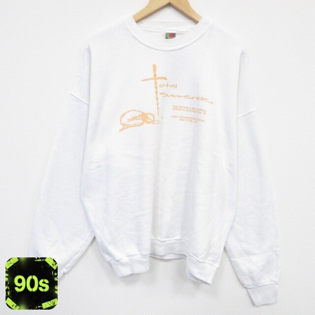 【50%OFF】フルーツオブザルーム 90s 長袖スウェット 教会 ホワイト XL | 古着