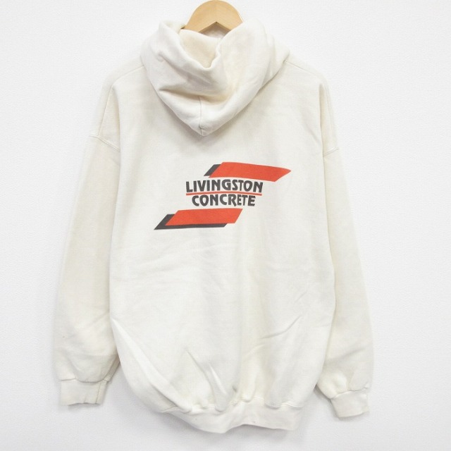 XL★古着 リー Lee 長袖 スウェット パーカー メンズ 90年代 90s LIVINGSTON USA製 薄ベージュ カーキ 25oct07 中古 スエット トレーナー トップス