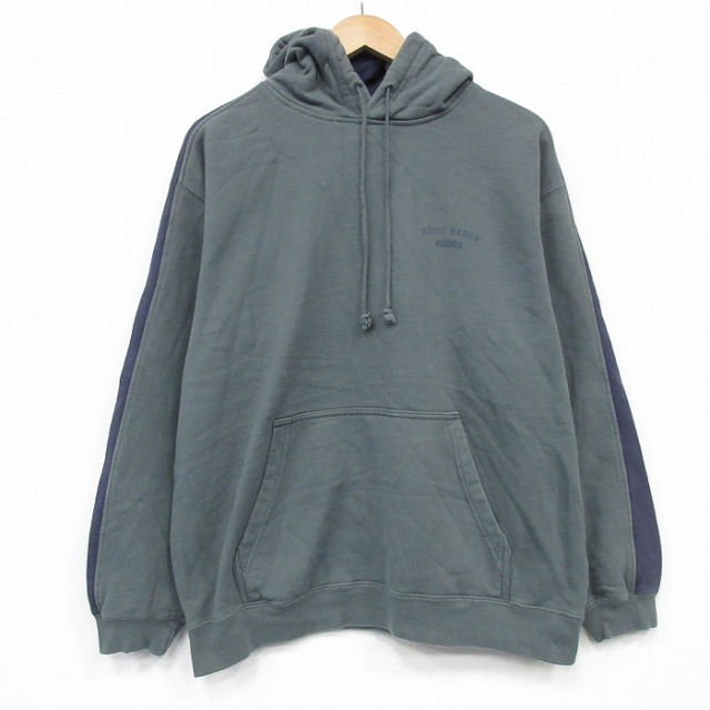 XL★古着 エディーバウアー 長袖 スウェット パーカー メンズ ワンポイントロゴ 薄緑 グリーン 25oct06 中古 スエット トレーナー トップス