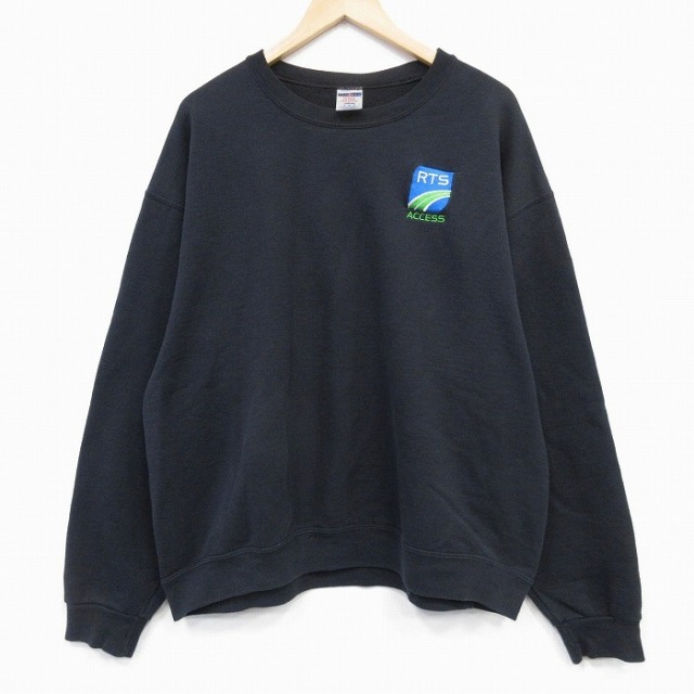 XL★古着 ジャージーズ 長袖 スウェット メンズ 00年代 00s アクセス 大きいサイズ クルーネック 黒 ブラック 25oct10 中古 スエット トレーナー トップス