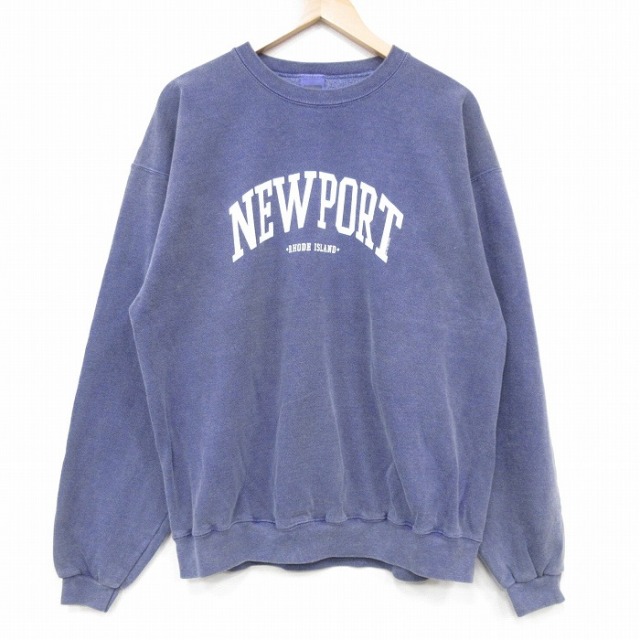 XL★古着 長袖 スウェット メンズ 00年代 00s ニューヨーク クルーネック 紫 パープル 25oct30 中古 スエット トレーナー トップス