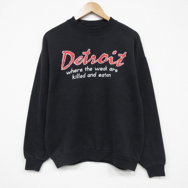 古着通販 L☆古着 長袖 スウェット メンズ クルーネック USA製 黒