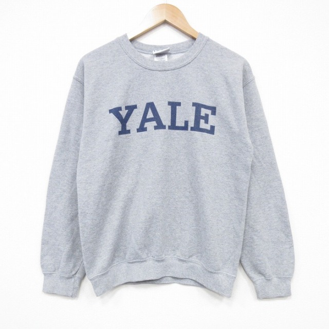 S★古着 長袖 スウェット メンズ イェール YALE クルーネック グレー 霜降り 25oct11 中古 スエット トレーナー トップス