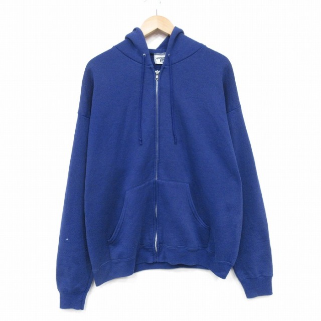 XL★古着 リー Lee 長袖 フルジップ スウェット パーカー メンズ 90年代 90s 無地 USA製 紺 ネイビー 【spe】 25oct11 中古 スエット トレーナー トップス