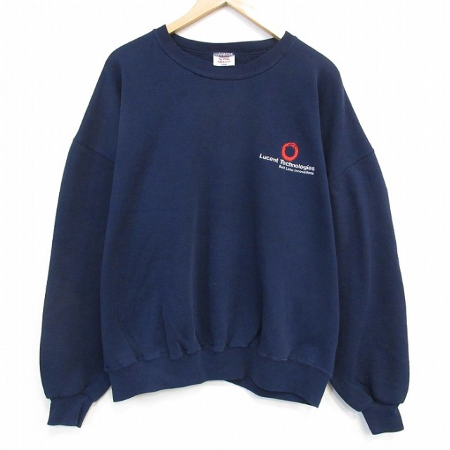 XL★古着 ジャージーズ 長袖 スウェット メンズ 90年代 90s Lucent 大きいサイズ クルーネック USA製 紺 ネイビー 25oct08 中古 スエット トレーナー トップス