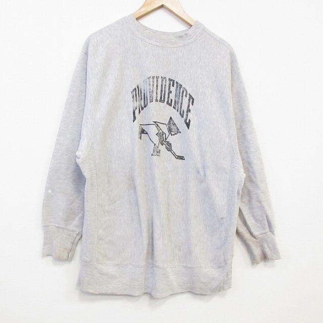 XL★古着 長袖 スウェット メンズ 80年代 80s プロヴィデンス クルーネック USA製 グレー 霜降り 【spe】 25oct21 中古 スエット トレーナー トップス