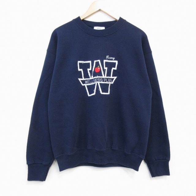 チャンピオン 90s 長袖スウェット W刺繍 ネイビー M | 古着