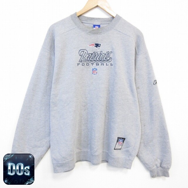 【50%OFF】リーボック 00s 長袖スウェット NFL ニューイングランドペイトリオッツ グレー XL | 古着