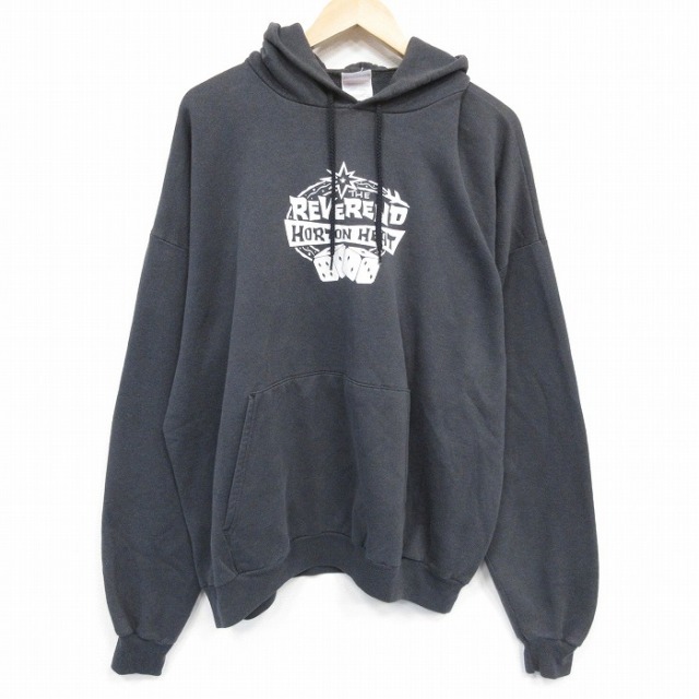 XL★古着 ヘインズ Hanes 長袖 スウェット パーカー メンズ 00年代 00s サイコロ 大きいサイズ 黒 ブラック 25oct09 中古 スエット トレーナー トップス