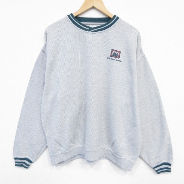 XL★古着 長袖 スウェット メンズ 90年代 90s Mackinaw 大きいサイズ クルーネック グレー 霜降り 25oct09 中古 スエット トレーナー トップス
