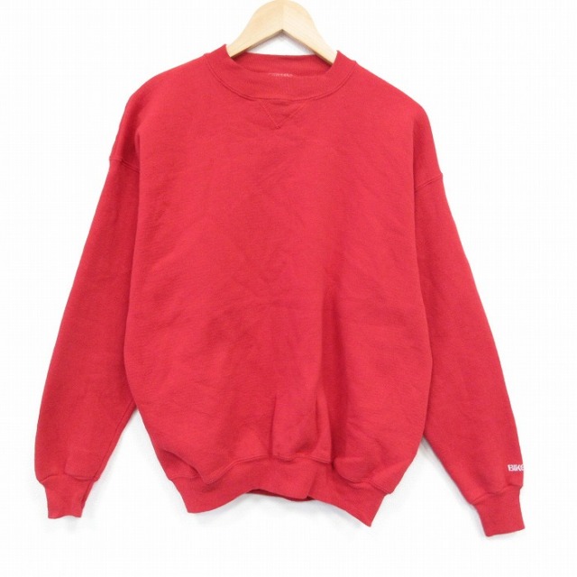 【20%OFF】L★古着 長袖 スウェット メンズ 80年代 80s ワンポイントロゴ クルーネック USA製 赤 レッド 25oct27 中古 スエット トレーナー トップス