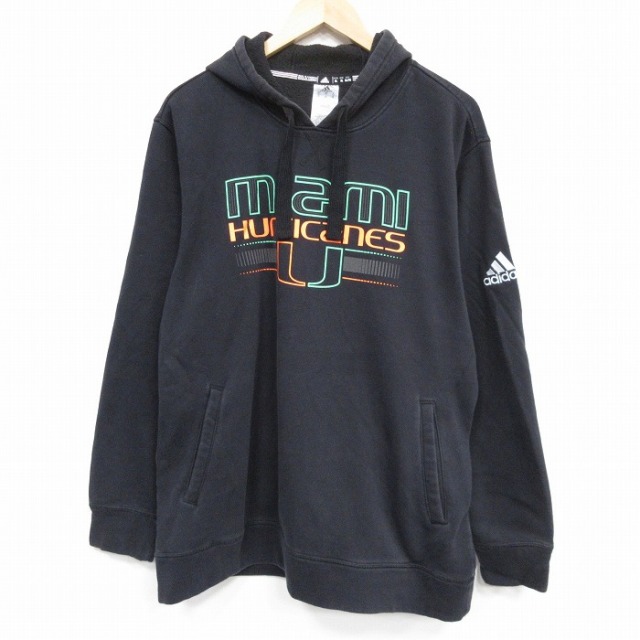 【50%OFF】アディダス 長袖パーカー マイアミハリケーンズ ブラック XL | 古着