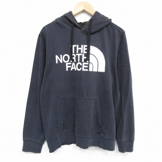 XL★古着 ノースフェイス THE NORTH FACE 長袖 スウェット パーカー メンズ ビッグロゴ グレー 25oct27 中古 スエット トレーナー トップス