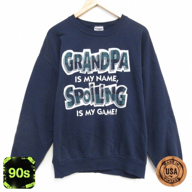 ジャージーズ 90s 長袖スウェット メッセージ ネイビー XL | 古着
