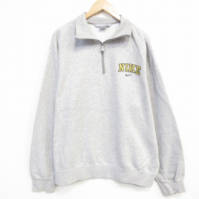 XL★古着 ナイキ NIKE 長袖 ハーフジップ スウェット メンズ 00年代 00s 大きいサイズ 薄グレー 霜降り 25oct29 中古 スエット トレーナー トップス
