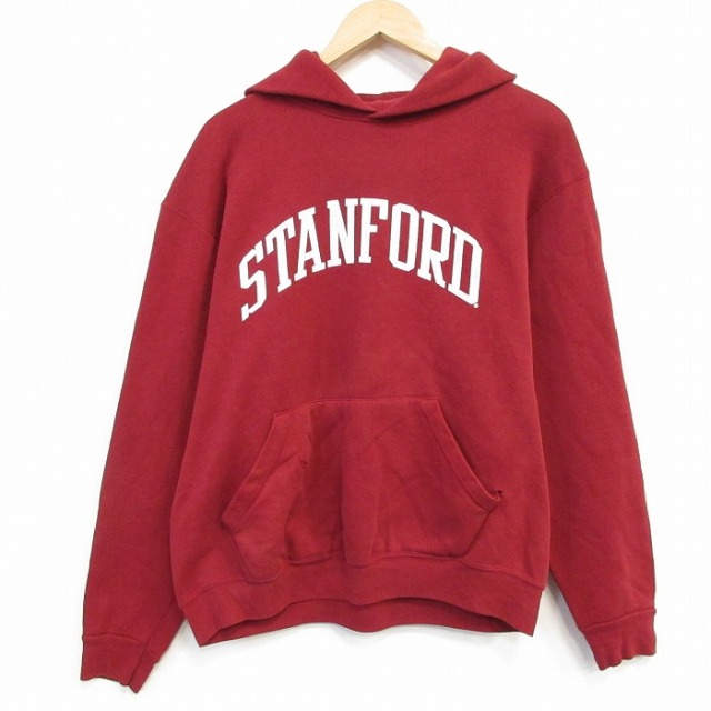 L★古着 長袖 スウェット パーカー メンズ 90年代 90s STANFORD USA製 赤 レッド 25oct29 中古 スエット トレーナー トップス