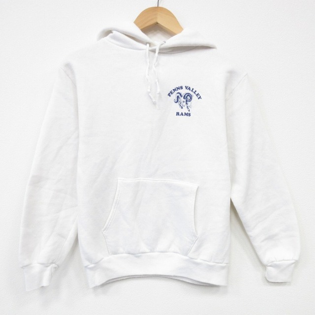 M★古着 ジャージーズ 長袖 スウェット パーカー メンズ 90年代 90s ラムズ USA製 白 ホワイト 25oct29 中古 スエット トレーナー トップス