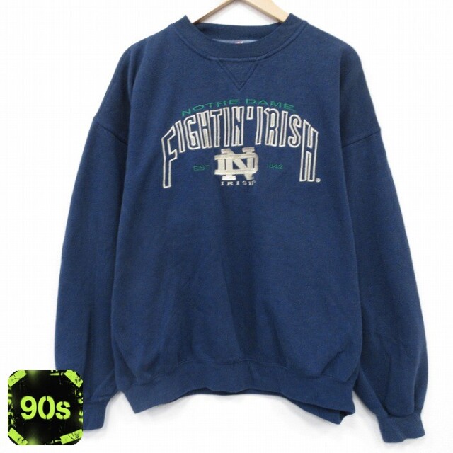 ノートルダム 90s 長袖スウェット ネイビー XL | 古着