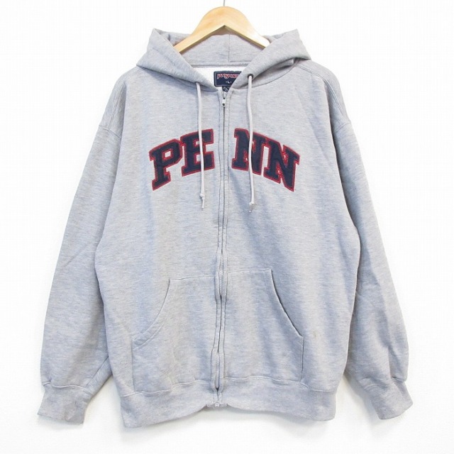 XL★古着 ジャンスポーツ 長袖 フルジップ スウェット パーカー メンズ 00年代 00s PENN グレー 霜降り 25oct31 中古 スエット トレーナー トップス