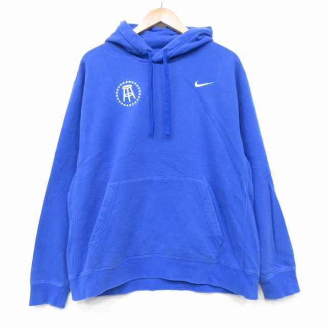 XL★古着 ナイキ NIKE 長袖 スウェット パーカー メンズ 大きいサイズ 青 ブルー 25oct31 中古 スエット トレーナー トップス