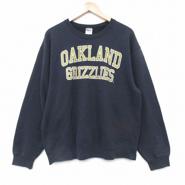 L★古着 ジャージーズ 長袖 スウェット メンズ 00年代 00s オークランド クルーネック 黒 ブラック 25oct31 中古 スエット トレーナー トップス