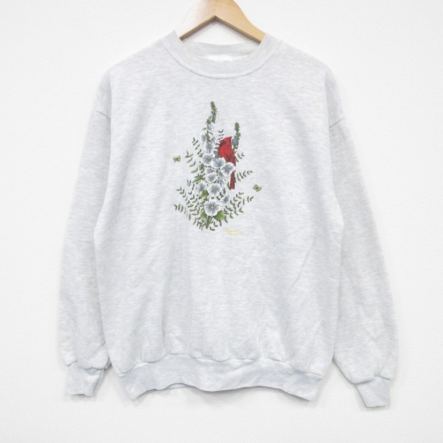 【50%OFF】90s 長袖スウェット 鳥 グレー L | 古着