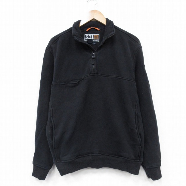 L★古着 5.11 タクティカル 長袖 ハーフジップ スウェット メンズ 黒 ブラック 25nov01 中古 スエット トレーナー トップス