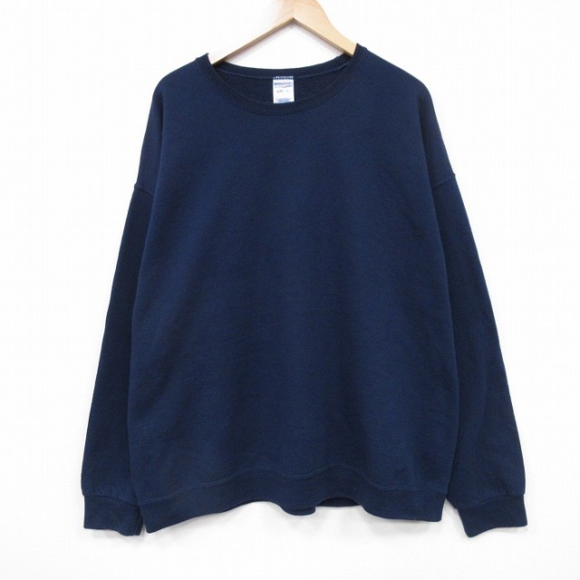 【20%OFF】XL★古着 ジャージーズ 長袖 スウェット メンズ 00年代 00s 無地 大きいサイズ クルーネック 紺 ネイビー 25nov01 中古 スエット トレーナー トップス
