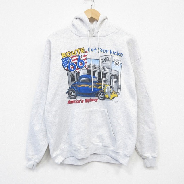 L★古着 リー Lee 長袖 スウェット パーカー メンズ 90年代 90s ホットロッド HOT ROD USA製 薄グレー 霜降り 25nov01 中古 スエット トレーナー トップス