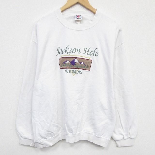 【50%OFF】90s 長袖スウェット WYOMING刺繍 ホワイト L | 古着